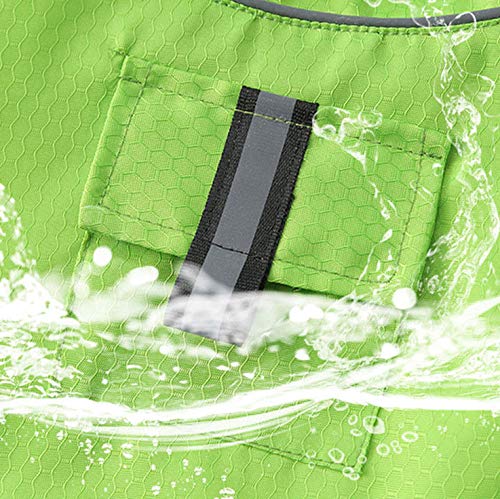 Rebajas Chubasquero Perro Pequeño y Ultra Pequeño Material Espesado y Ripstop Poncho con Capucha y Tiras Reflectoras Seguras con Bolsillo al Aire libre Entrenamiento HULKY(Verde,S)