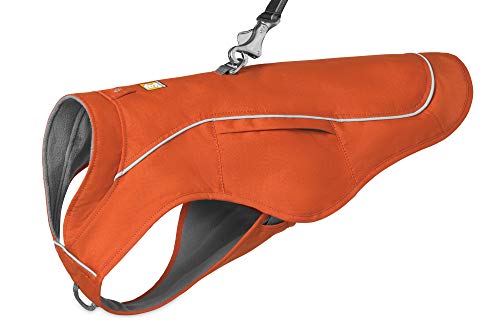 RUFFWEAR Combo Abrigo y Arnés Overcoat Fuse 2 en 1, Chaqueta con Forro de Vellón para Perros - Naranja Canyonlands, L