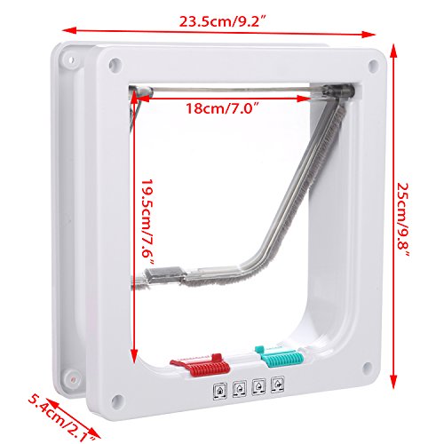 Sailnovo Puerta para Gato con Cierre magnético de 4 vías, Puerta para Mascotas para Gatos y Perros pequeños, Puerta para Gatos con túnel (Blanco, L)