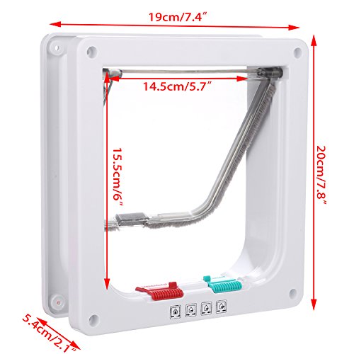 Sailnovo Puerta para Gato con Cierre magnético de 4 vías, Puerta para Mascotas para Gatos y Perros pequeños, Puerta para Gatos con túnel (Blanco, M)