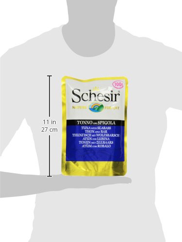 Schesir Comida Húmeda para Gato Atún con Lubina - Paquete de 20 x 100 gr - Total: 2000 gr