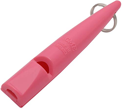 Silbato para perros Acme N.º 211,5 + cordón de silbato gratuito, original de Inglaterra, ideal para el entrenamiento canino, material robusto, frecuencia estándar, alta y de gran alcance (rosa pastel)