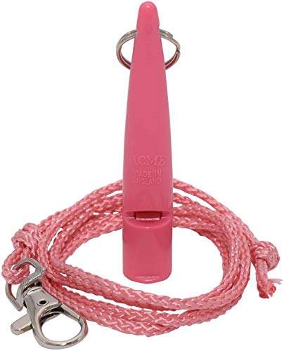 Silbato para perros Acme N.º 211,5 + cordón de silbato gratuito, original de Inglaterra, ideal para el entrenamiento canino, material robusto, frecuencia estándar, alta y de gran alcance (rosa pastel)