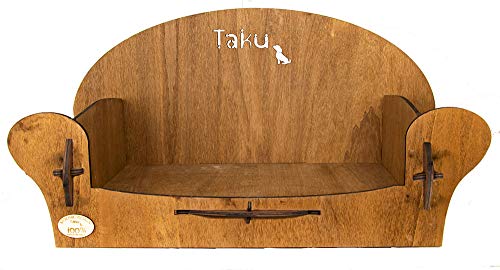 Taku Tk04Pls - Cama para Perros sillón de Madera, tamaño pequeño, Base Interior de 32 x 55 cm, Color Madera Oscura, S, Madera Oscura