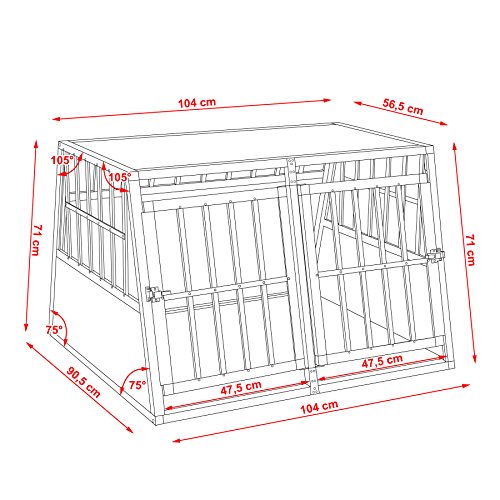 TecTake 800350 Transportín de Aluminio para Perros, Transporte de Viaje para Mascotas Trapezoidal - Disponible en Varios Modelos (con Pared Divisoria/104x90,5x69cm | No. 402227)