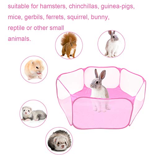 Tienda de jaula plegable para animales pequeños 47.2 ", cerca transpirable y transparente para mascotas, parque infantil Pop Open para interiores y exteriores, cerca de patio para cobayas, conejos