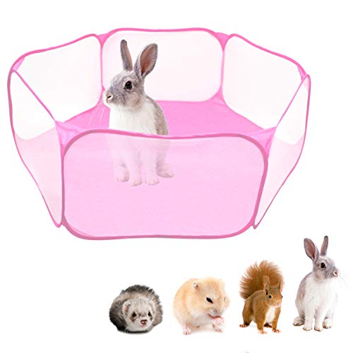 Tienda de jaula plegable para animales pequeños 47.2 ", cerca transpirable y transparente para mascotas, parque infantil Pop Open para interiores y exteriores, cerca de patio para cobayas, conejos