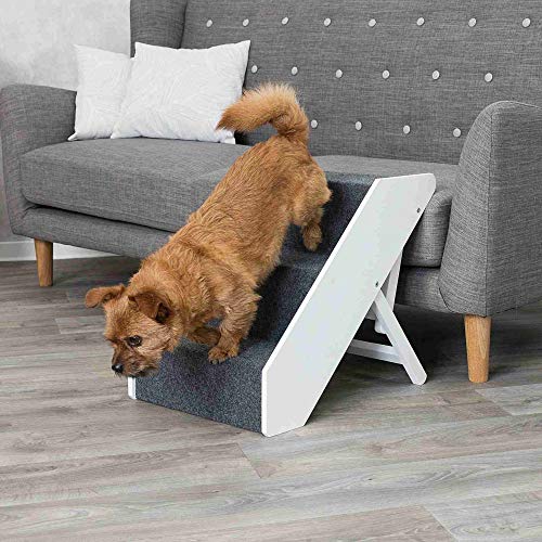 Trixie 39488 - Escalera para Animales de compañía (Ajustable, 3 Niveles, 40 x 67 cm), Color Blanco