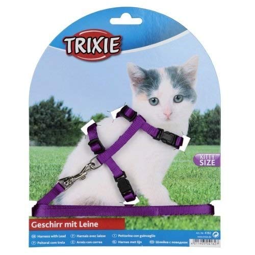 Trixie 4182 - Petral y tirador gatitos, 19–31 cm/8 mm, 1,20 m, surtido: colores aleatorios