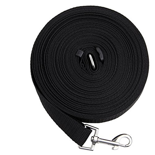 UEETEK Correa de Perro Mascota en Nylon Mascota Adiestramiento Cuerda Ajustable 15m 50 Pies Negro