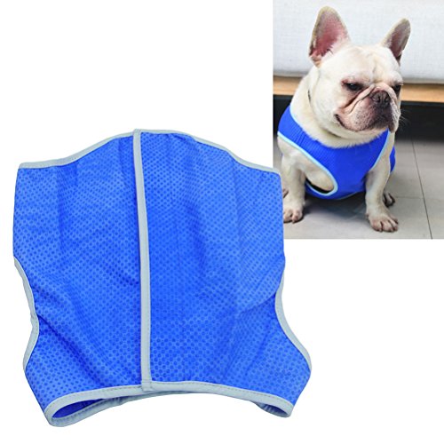 UKCOCO Chaqueta de Chaleco de Refrigeración para Mascotas, Arnés de Refrigeración, Chaleco de Refrigeración con Cinta Mágica para Perros de Cachorros - Talla M (Azul)