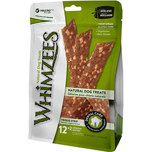 WHIMZEES Natural Dental Dog Chews Long Lasting, Medium Veggie Strip, 14 Pieces