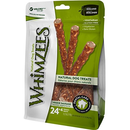 WHIMZEES Natural Dental Dog Chews Long Lasting, Small, Veggie Sausage, 28 Pieces