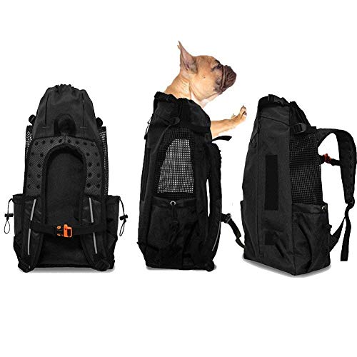 WLDOCA Mochila del Perro,Bolso para Perros Cachorros Portátil Y Seguro, Portador De Transporte De Mascotas para Viajar/Senderismo/Camping,Black,L