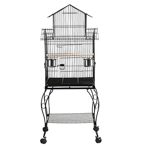 Yaheetech Jaula para Pájaros Jaula con Ruedas Soporte Comedero 59 x 59 x 139,5 cm