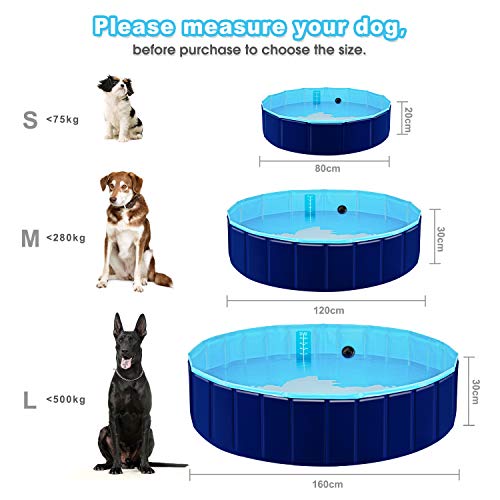 YAOBLUESEA Piscina para Perros, Plegable PVC Piscina Bañera para Gatos Animales Bebes Rigida, Adecuado para Interior y Exterior (80x20cm)