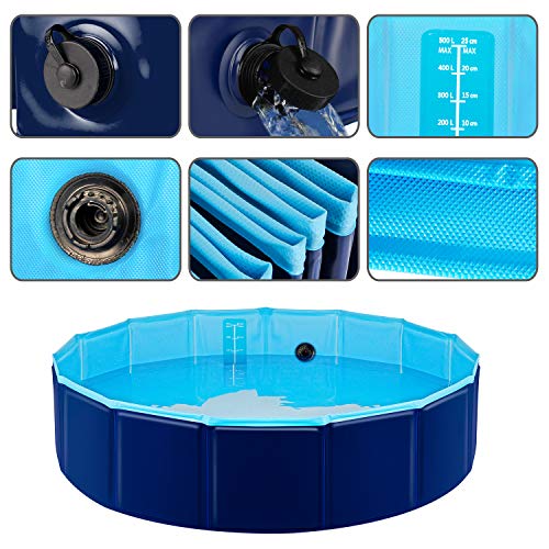 YAOBLUESEA Piscina para Perros, Plegable PVC Piscina Bañera para Gatos Animales Bebes Rigida, Adecuado para Interior y Exterior (80x20cm)