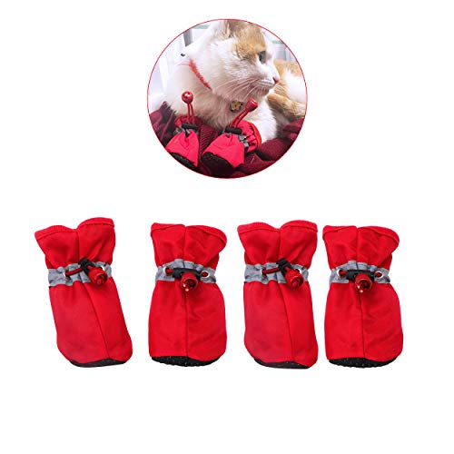 YAODHAOD Protector de Pata de Botas para Perros, Zapatos para Perros Antideslizantes, Estos Cómodos Zapatos Suave Tienen Correas Reflectantes, para Perros Pequeños (6, Rojo)