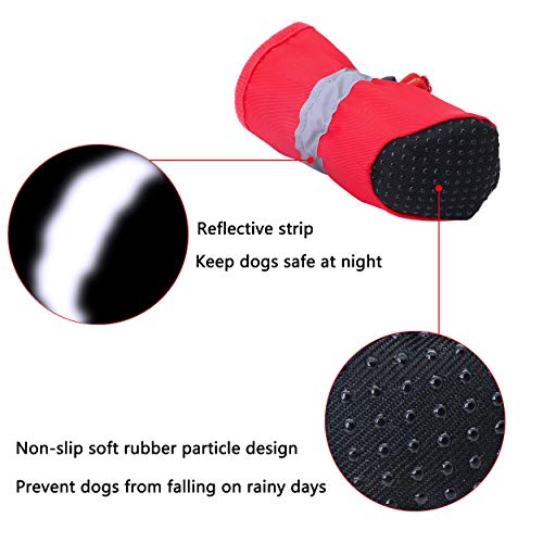 YAODHAOD Protector de Pata de Botas para Perros, Zapatos para Perros Antideslizantes, Estos Cómodos Zapatos Suave Tienen Correas Reflectantes, para Perros Pequeños (6, Rojo)