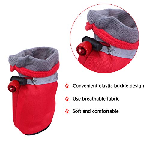 YAODHAOD Protector de Pata de Botas para Perros, Zapatos para Perros Antideslizantes, Estos Cómodos Zapatos Suave Tienen Correas Reflectantes, para Perros Pequeños (6, Rojo)