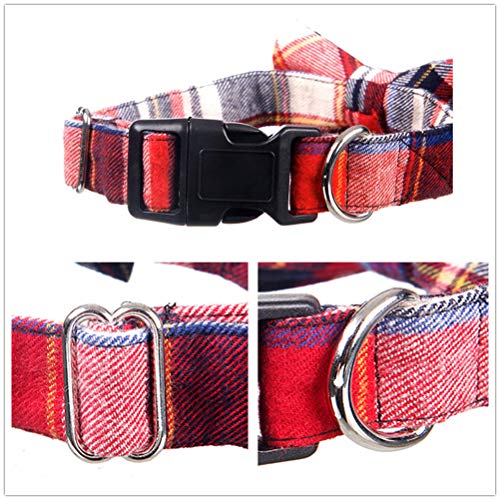 Yih Vane Collar de Corbata de Lazo de Perro Grande a Cuadros - Rojo