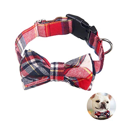 Yih Vane Collar de Corbata de Lazo de Perro Grande a Cuadros - Rojo