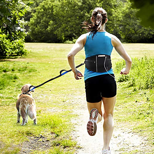 YOUTHINK Correa de Perro Doble, Correa Manos Libres Elásticas Reflectantes, Cinturone de Cintura, Correas de Entrenamiento Extensibles con Manija Acolchada Doble para Correr, Caminar, Bicicleta