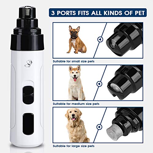 YOUTHINK Lima de uñas eléctrica para Mascotas, Recortadora de uñas para Mascotas, para Perros, Gatos, Recargable, Suave, sin Dolor, Patas, preparación, Recorte