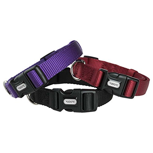 Yudote - Collar de perro de nailon, ajustable, con acolchado de neopreno suave para cachorros, tamaño pequeño, mediano y grande, uso diario