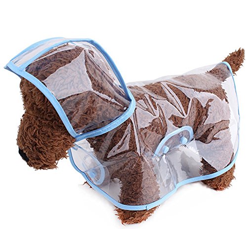 ZoonPark® Impermeable para perro estilo poncho, para perros y cachorro, mascotas, ligero impermeable Teddy, transparente, de plástico, chubasquero para perro pequeño o mediano