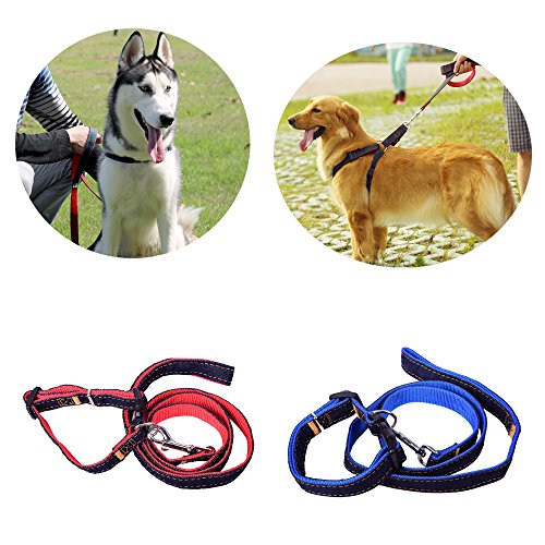 47 cm Longitud perro arnés correa, Dawn ajustable y resistente Denim perro correa collar para entrenamiento Walking Running, rescate no-pull correa cadena de cuerda para mascotas