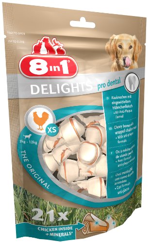 8 in 1 8 in1 Dental Delights Valor Bolsa – Crujiente Huesos para Perros – tamaño XS