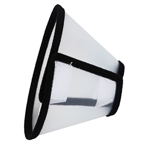 ACAMPTAR Elizabethan Collar para Mascota Perro Gato Cono Curativo E- Collar Blanco con Negro