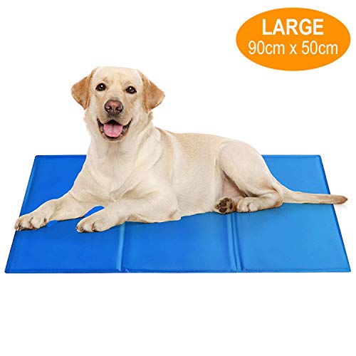 Alfombrilla Refrigeracion del Perro, Grande 90x50cm - Cama Manta Refrescante para Mascotas Perros Gatos Verano - Impermeable, Ligero & Resistente a la Punción - Auto-Enfriamiento Almohadilla de Gel