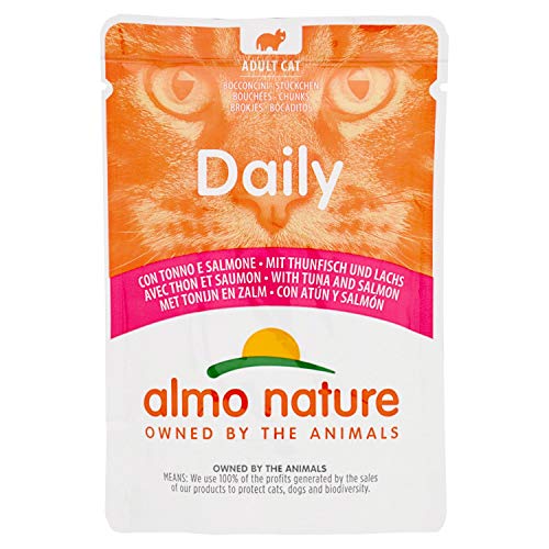 almo nature - Comida Diaria para Gatos con túnel y salmón, 70 g, 30 Unidades