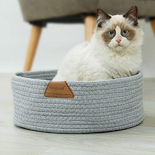 AYADA Cozy Cama Gato, Redondo Nido Gato Algodón Lavable Verano Oval Cat Basket Diseño Simple Suave Y Fuerte Cuatro Estaciones Universales Camas de Gatos Perros Cama Mascota Perrera Mediano (Gris)