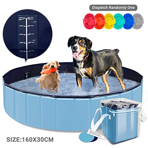 AYITOO Piscina para Perros, Bañera para Perros, Antideslizante Piscina para Mascotas Perros, Plegable Bañera Mascotas para Piscina, PVC Natación Piscina para Perros 120 cm x 30 cm Azul