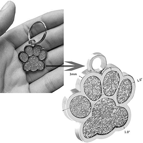 Beirui Placas de identificación Huellas Personalizadas en Acero Inoxidable de 24 mm para Perros y Gatos, con Grabado láser, Negro, S (0.9" diámetro)