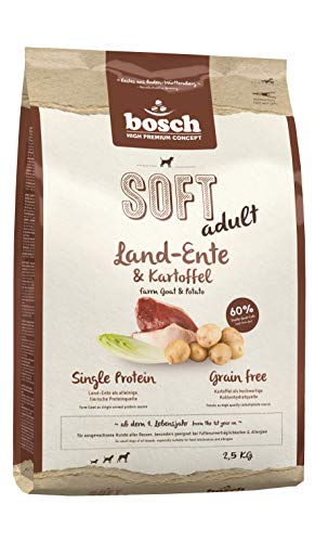 bosch HPC SOFT adult | Pato y Patata | Comida semihúmeda (18 % humedad residual)  para perros adultos de todas las razas | Sin Cereales | 2,5 kg