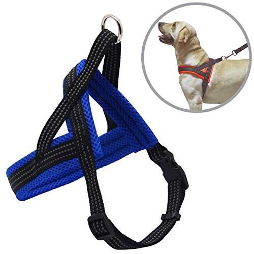 BPS® Arnés Correa para Perros Mascotas Collar Ajustable 4 Tamaños Colores para Elegir para Perro Pequeño Mediano y Grande (M, Azul) BPS-3882A