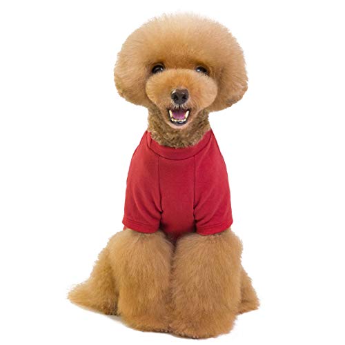 Camisetas para Cachorro de Perro Gato Pequeño/Camisa Básica para Perros Ropa - Colores Puros Azul Marino Rojo Vino Amarillo Moderno Solo para Cachorros de Perros Gatos Pequeños - Peso 1.2-9,0 kg