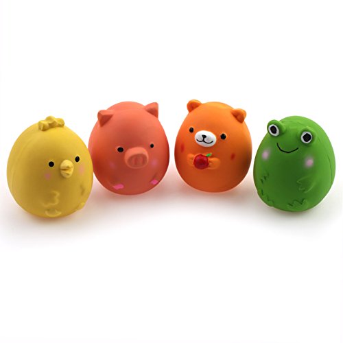 Chiwava 4PCS 6 cm Squeak látex juguetes para cachorros divertido animal conjuntos mascota interactiva jugar para pequeño perro, varios colores