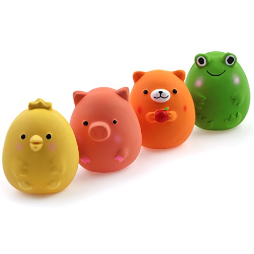 Chiwava 4PCS 6 cm Squeak látex juguetes para cachorros divertido animal conjuntos mascota interactiva jugar para pequeño perro, varios colores