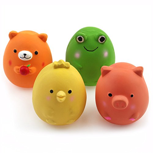 Chiwava 4PCS 6 cm Squeak látex juguetes para cachorros divertido animal conjuntos mascota interactiva jugar para pequeño perro, varios colores