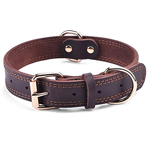 Collar para perro de cuero personalizable de gran calidad, con placa de identificación para grabar, tacto suave de piel auténtica, ajustable, perfecto para perros pequeños, medianos y grandes