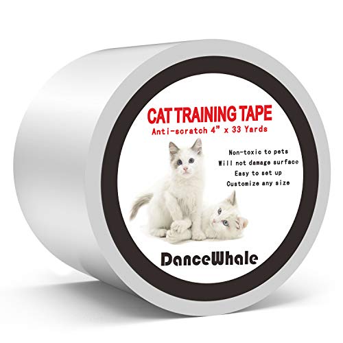 DanceWhale Cinta de Entrenamiento Anti Arañazos para Gatos, 10 CM x 30 M Cinta Disuasoria Transparente para Rascar Gatos, Protector de Muebles para Sofá, Alfombra, Puertas