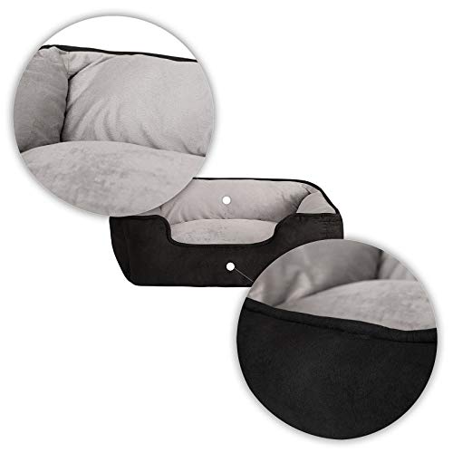 Dibea Cama Perros 2 En 1 Cojín Perros Sofá Perros Tamaño (M) 80X60 Cm Negro-Gris, M, Negro-Gris 1700 g