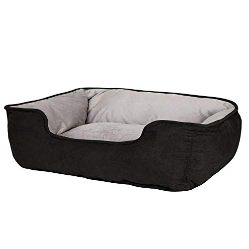 Dibea Cama Perros 2 En 1 Cojín Perros Sofá Perros Tamaño (M) 80X60 Cm Negro-Gris, M, Negro-Gris 1700 g