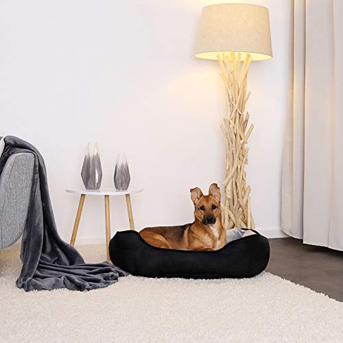 Dibea Cama Perros 2 En 1 Cojín Perros Sofá Perros Tamaño (M) 80X60 Cm Negro-Gris, M, Negro-Gris 1700 g