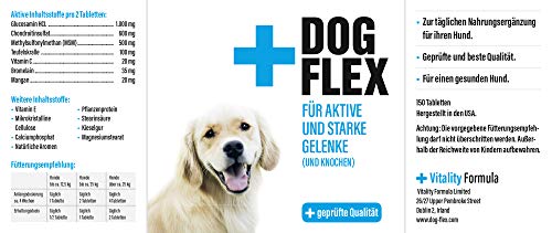 dogflex Suplemento nutricional articulaciones para perros, color verde lipp caracola polvo perro, protección contra artrosis | Glucosamina, Chon droitin, MSM, harpagófito hochdosiert, 150 pastillas